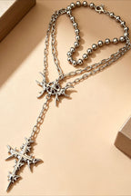 Layered Cross Pendant Chain Necklaces