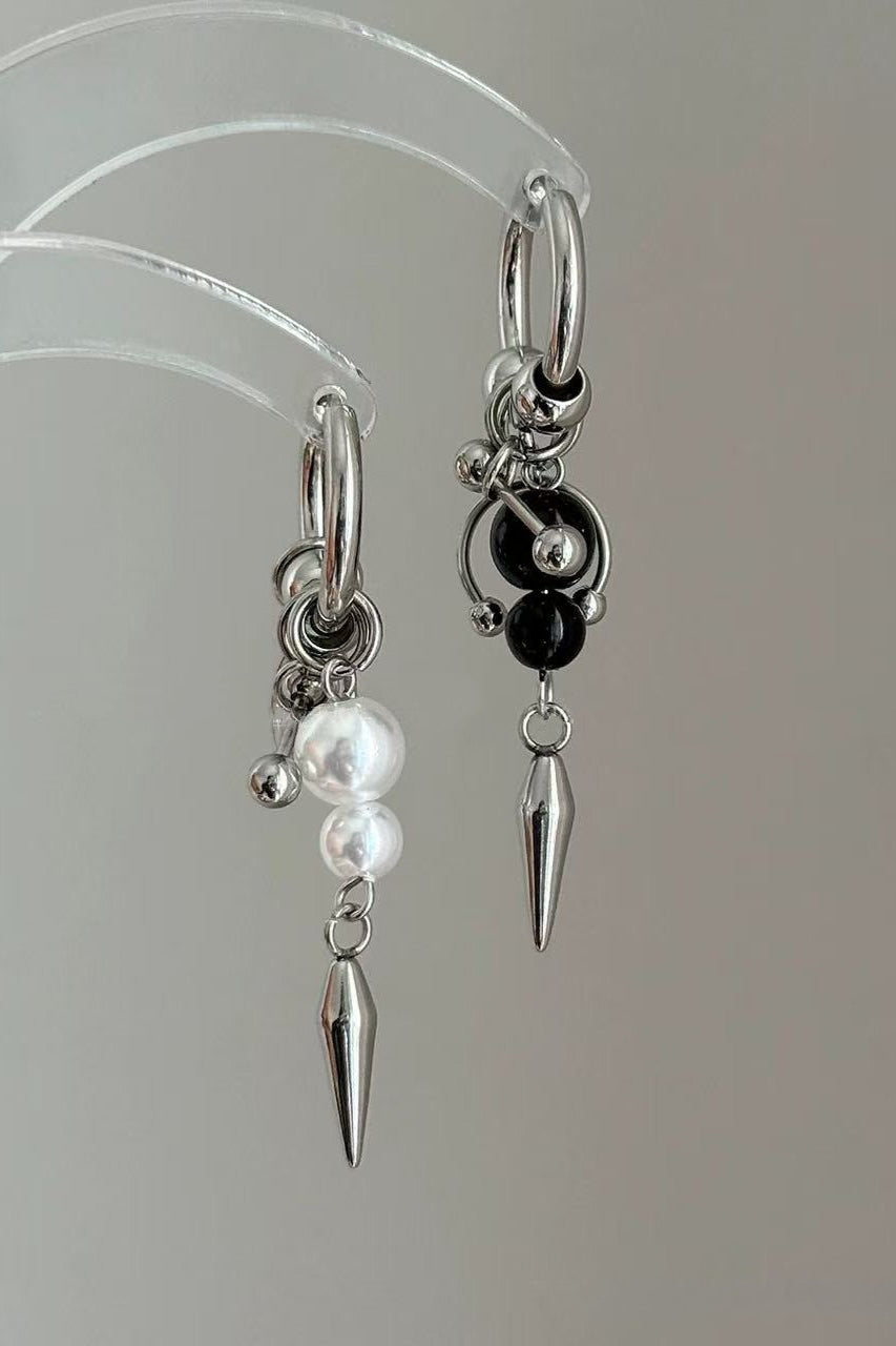 Punk Geometric Pearl Stud Earings