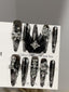 Dark Vintage Black Lace Press On Nails