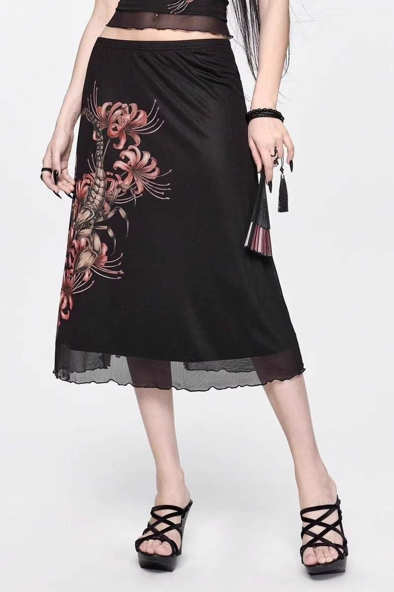 Floral Keyhole Tank Top And Skirt