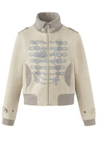 Skull Motif Contrast Collar Jackets