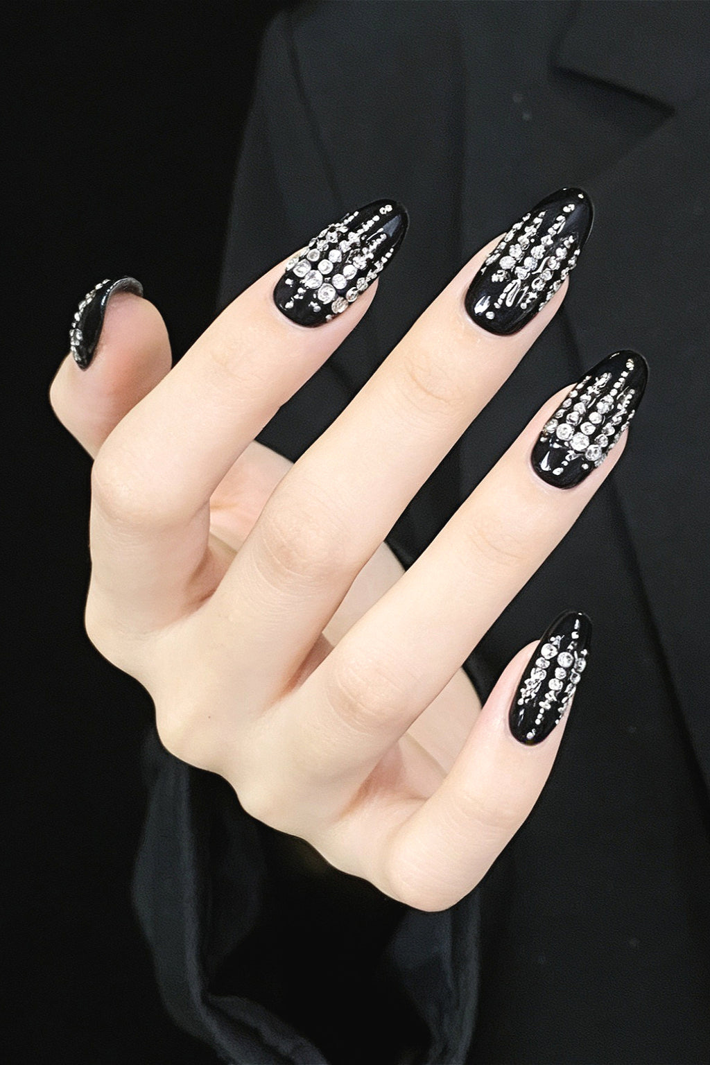 Gothic Black Gem Drip Design Press On Nails