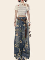 Gothic Graphic Ripped Denim Pant