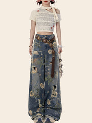 Gothic Graphic Ripped Denim Pant