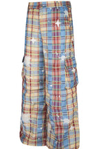 Star Print Plaid Cargo Pants