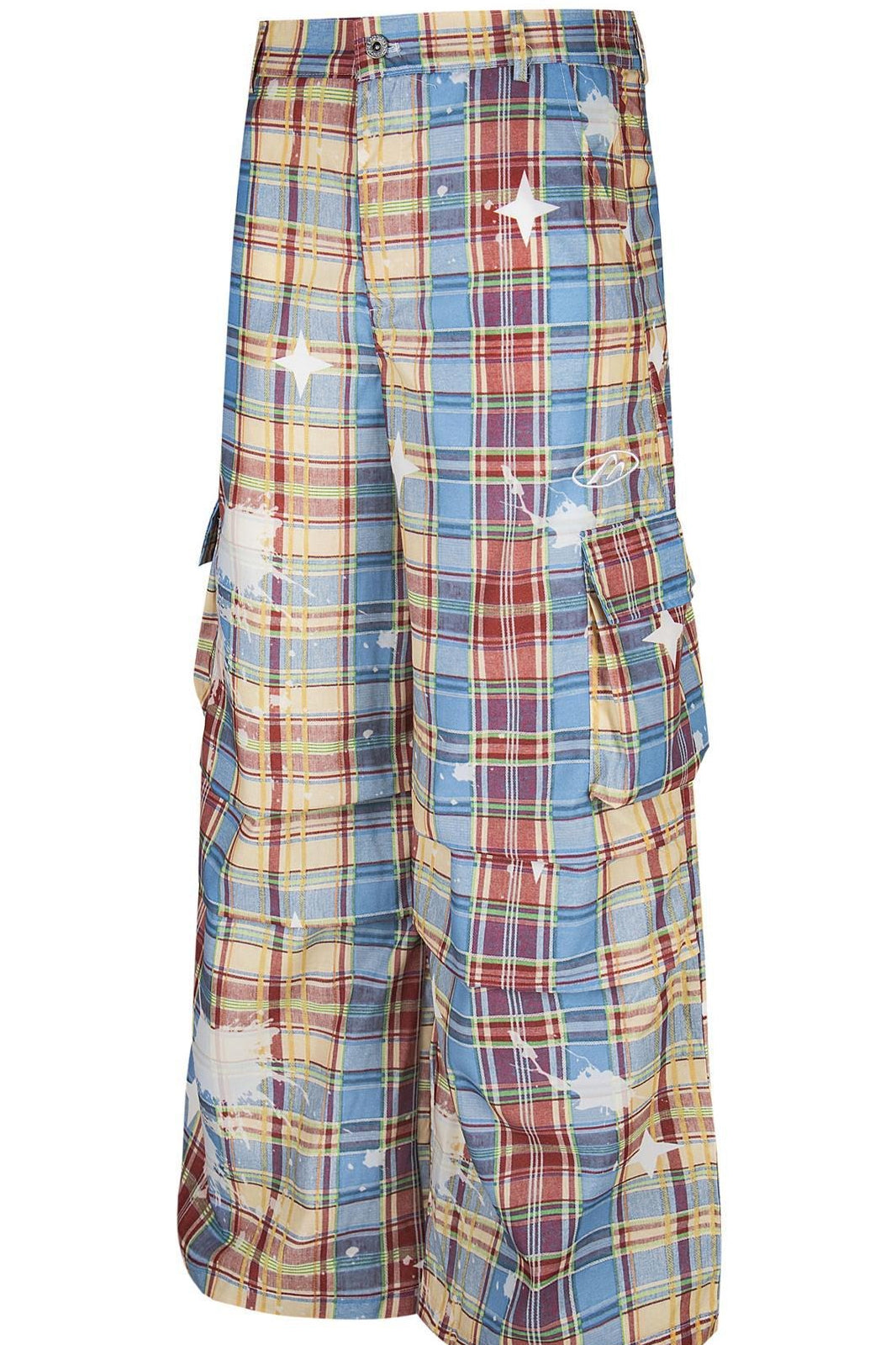 Star Print Plaid Cargo Pants