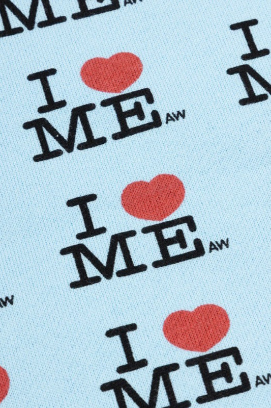 Blue I Love Me Print Mini Skirt