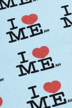 Blue I Love Me Print Mini Skirt