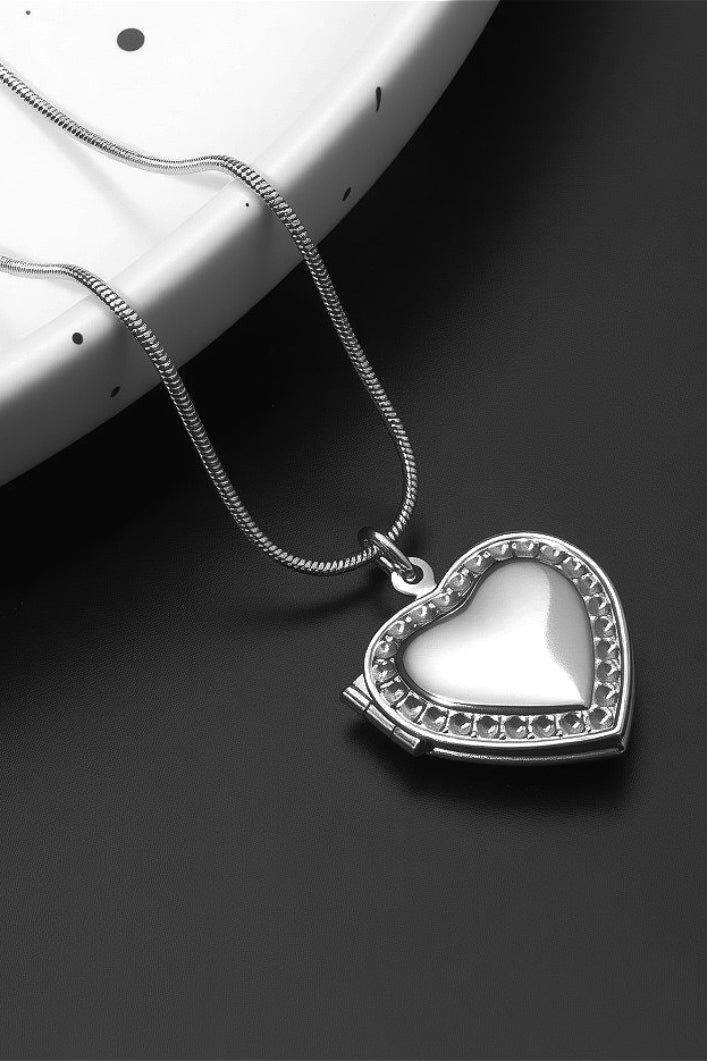 Silver Vintage Carved Heart Necklace