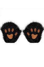 Fluffy Paw Detail Fingerless Gloves