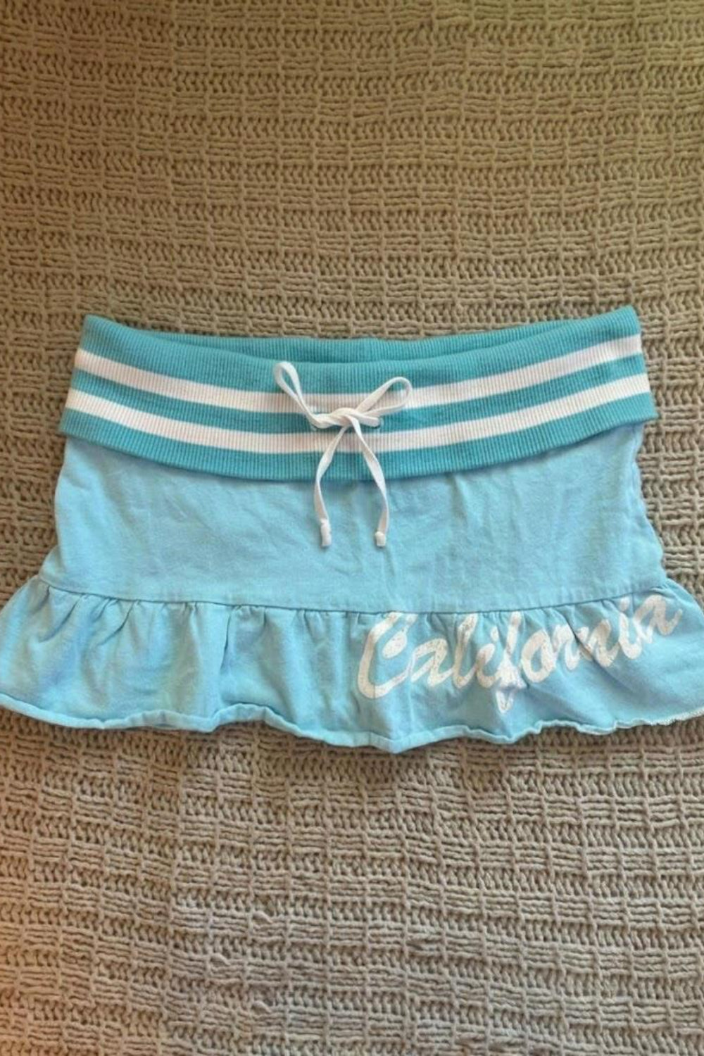 Blue Stripe Ruffle Mini Skirt