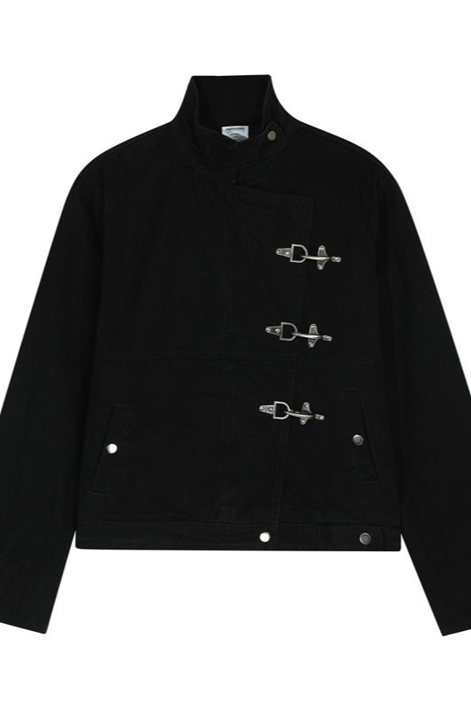 Toggle Clasp Washed Denim Jacket Secondary image