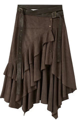 Punk Vintage Apocalyptic Suede Skirt
