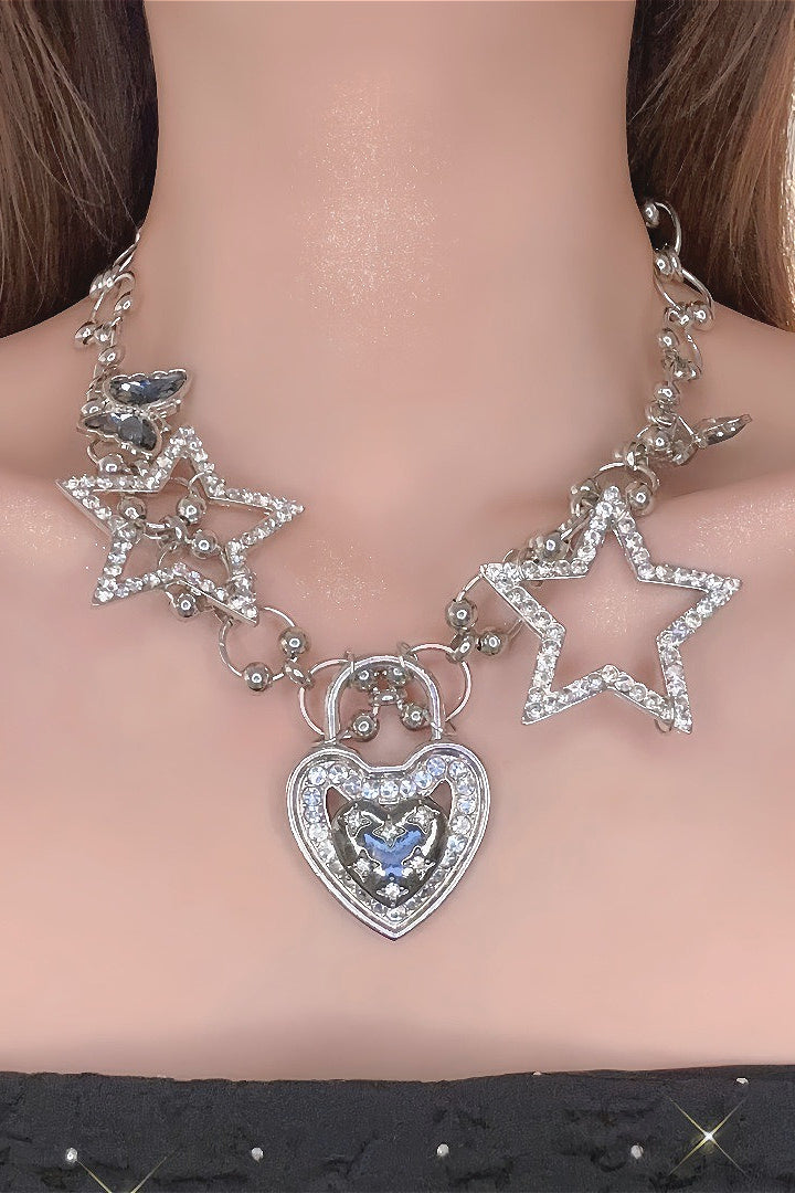 Y2K Vintage Star Heart Necklace