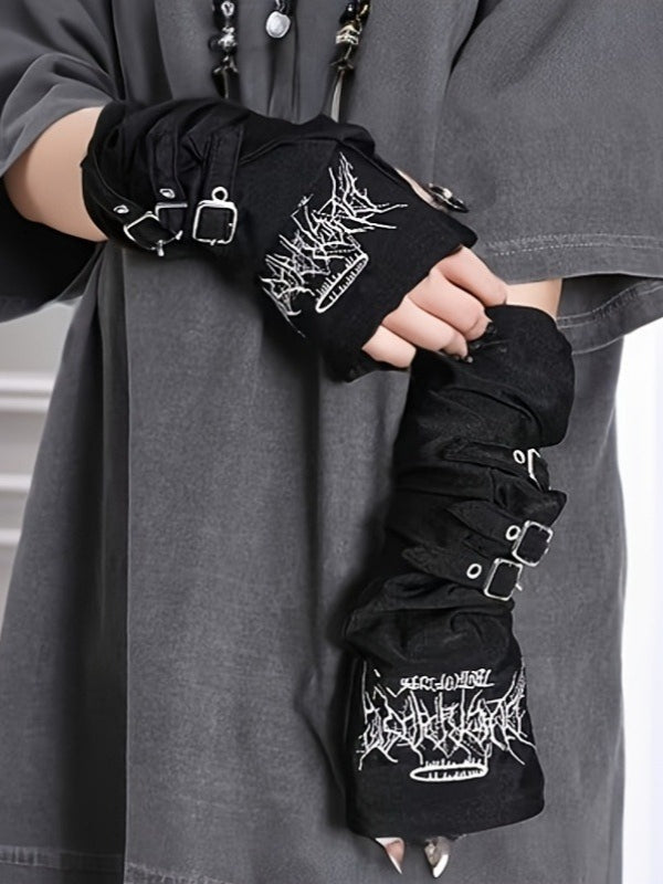 Punk Fingerless Double Straps Gloves Main image