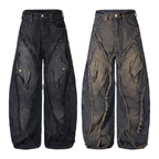 Gothic Frayed Tassel Distressed Straight Leg Pants