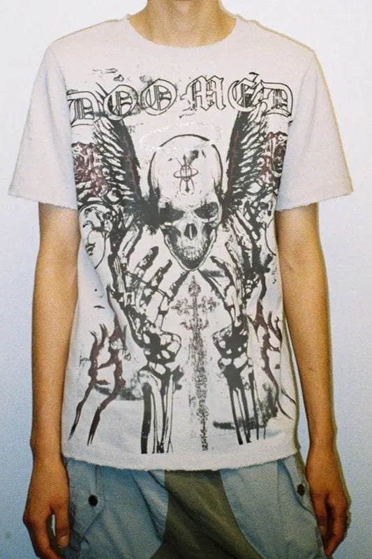 Y2K Dark Skull Graphic T-Shirt