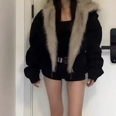 Loose Fit Fur Lined Padded Coat