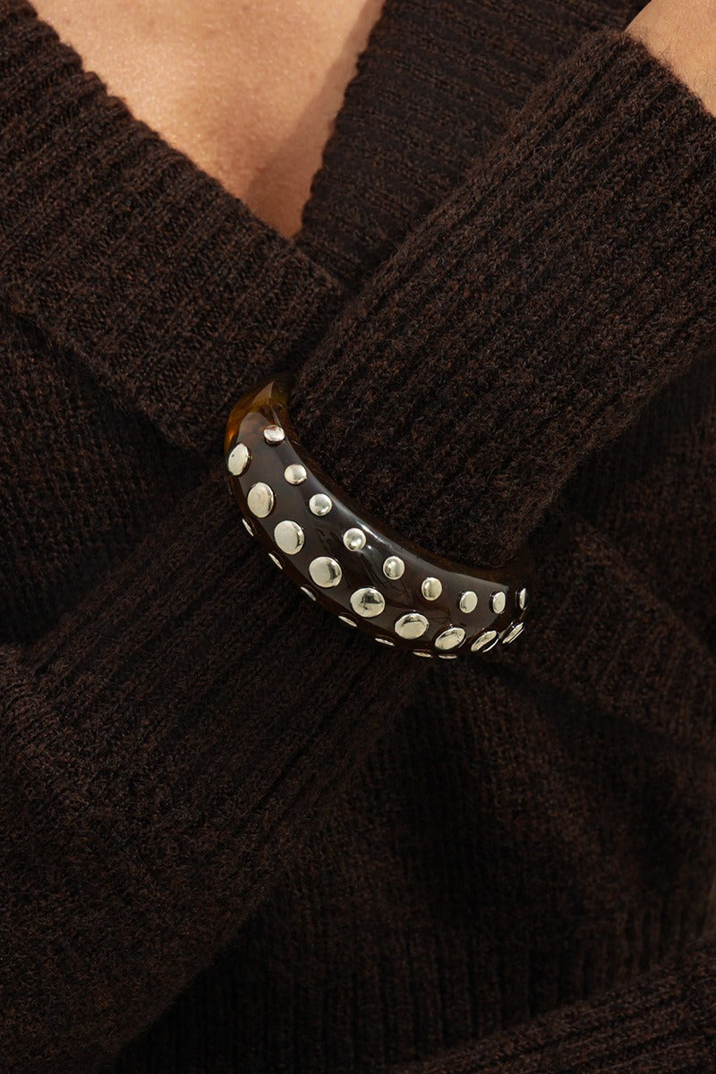 Vintage Tie Dye Studded Resin Open Bracelet