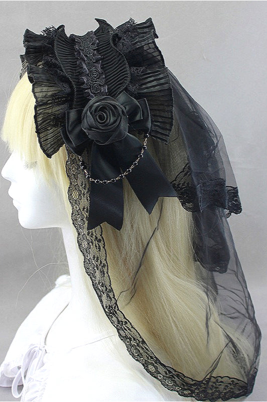 Dark Gothic Rose Mesh Lace Hair Accs Secondary image