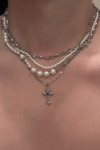 Multi Layer Grey Pearl Choker Necklace