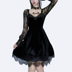 Solid Lace V-Neck Mini Dress