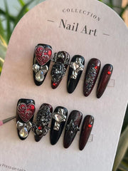 Gothic Dark Heart Press-On Nails
