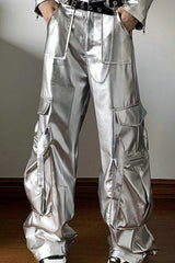 High Waist Cyber Print Wide Leg Pants