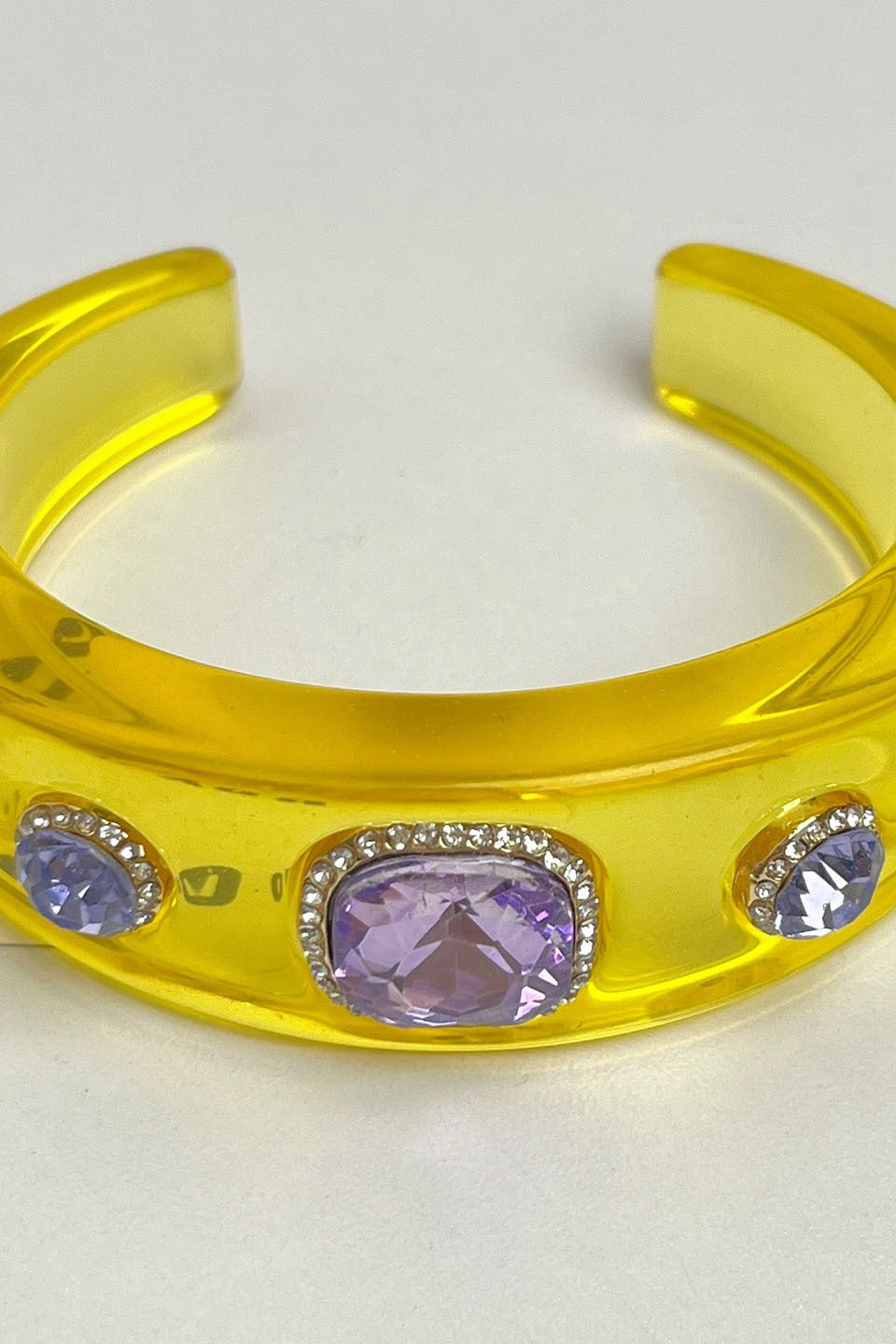 Rhinestone Resin Round Open Bracelet