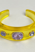 Rhinestone Resin Round Open Bracelet