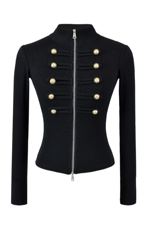 Metal Button Braided Zip Cardigans