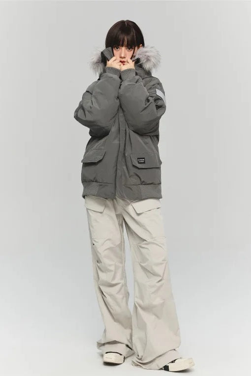 Single-Breasted Casual Hooded Parka Coat