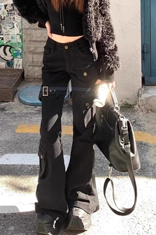 Low-Rise Cargo Flare Pants Main image