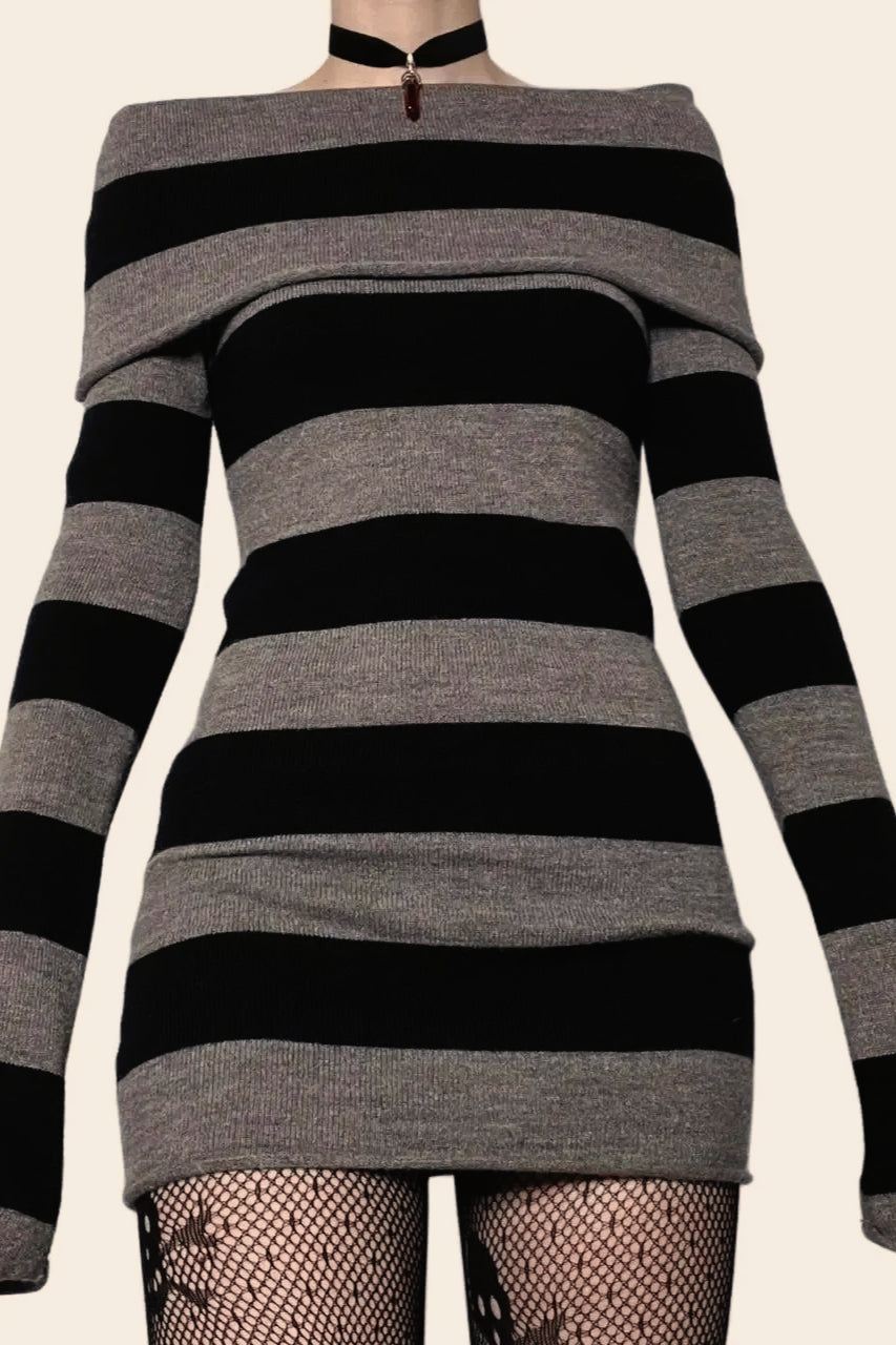 Halloween Gothic Striped Dress Secondary image