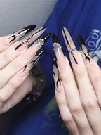 Dark Flame Cross Press On Nails