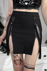 Dark Gothic Summer Slim Split Mini Skirt