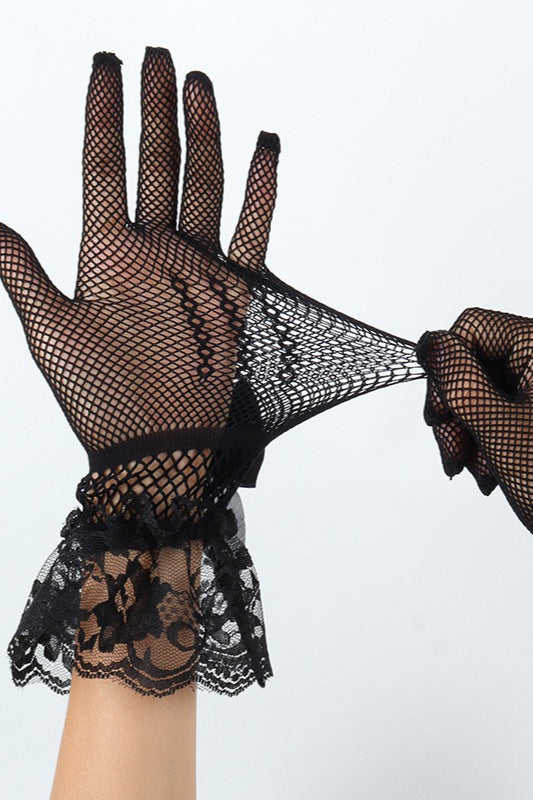 Bow Detail Lace Cuff Gloves