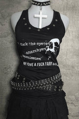 Vintage Y2K Dark Street Cross Skull Printed Cami