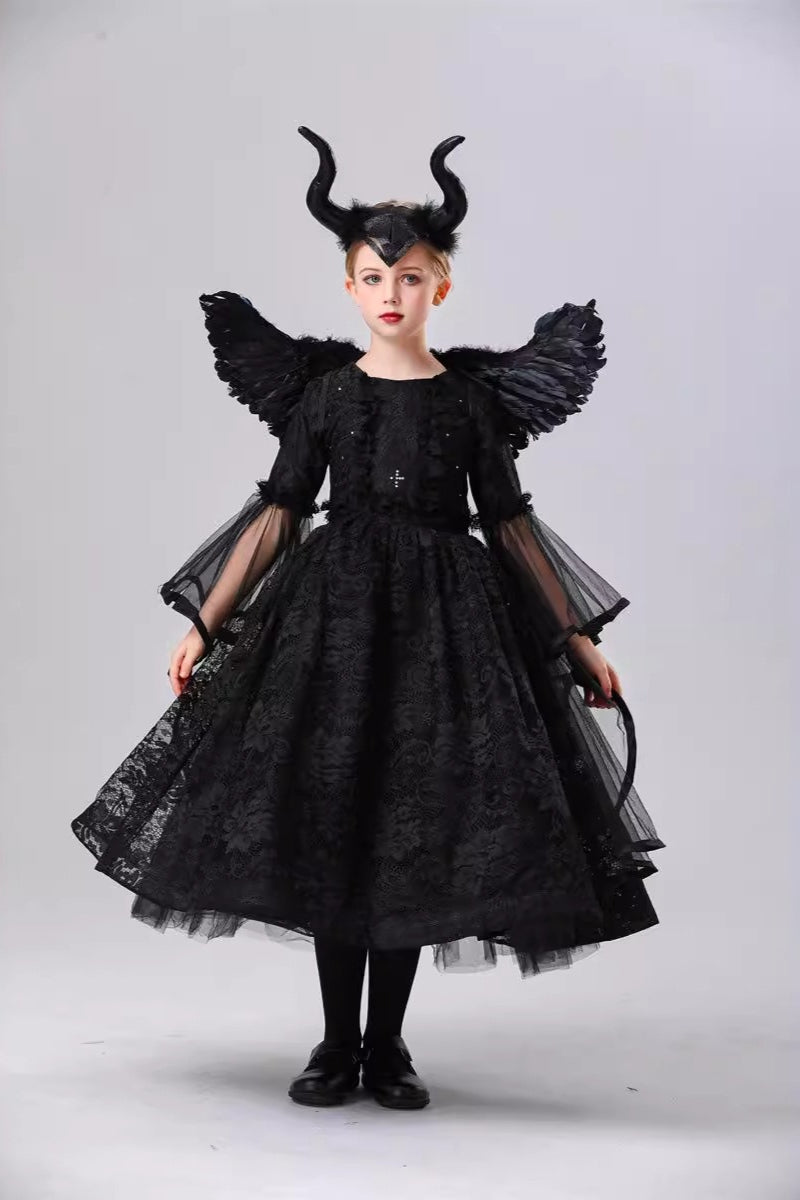 Maleficent Style Kid Halloween Costume Main image