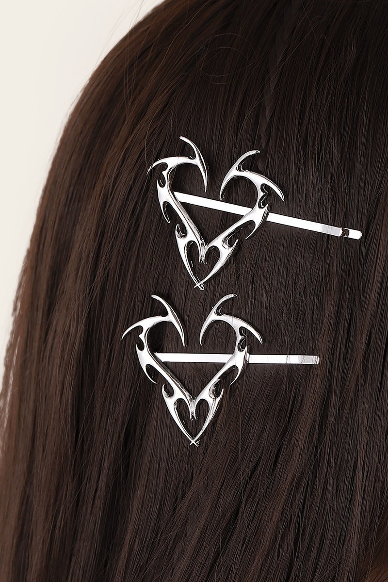 Y3K Silver Heart Metal Side Clip Hair Accs Main image