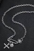 Hip Hop Pin Cross Flower Necklace