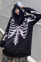 Gothic Skeleton Zipper Hoodie