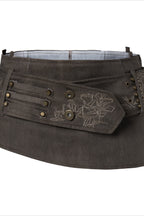 Washed Denim Studded Pleated Skort