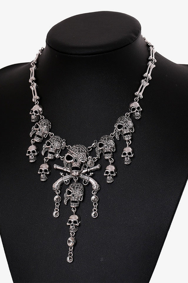 Exaggerated Skull Ghost Head Necklace