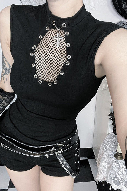 Gothic Coffin Fishnet Tank Top