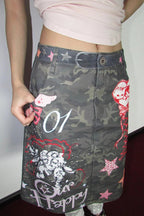 Retro Punk Graffiti Star Slit Skirt