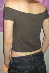 Y2K Wing Graphic Off-Shoulder T-Shirt