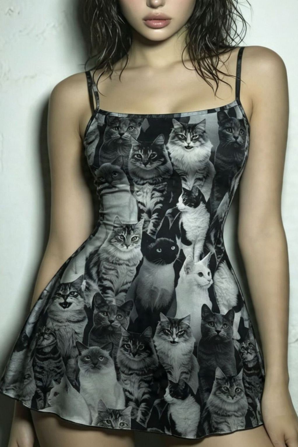 Graphic Print Strappy Flared Mini Dress Main image