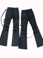 Punk Strappy Metal Buckle Flare Pants