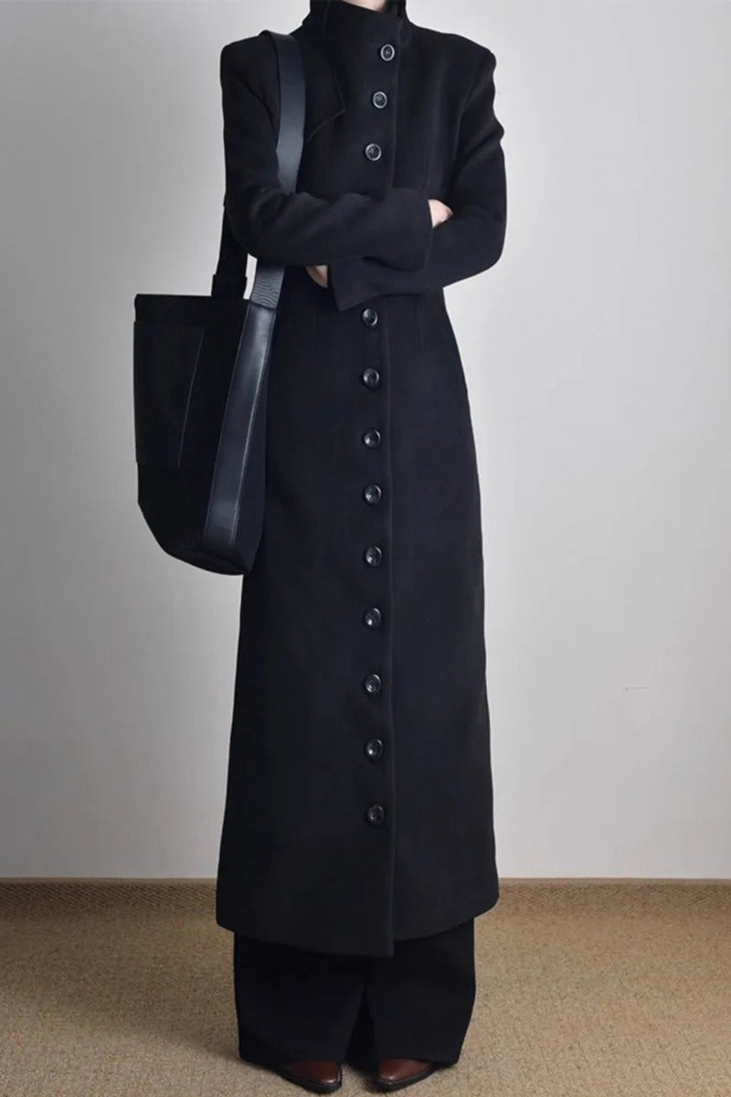 Y2K Wool Belted Stand Collar Coat Secondary image